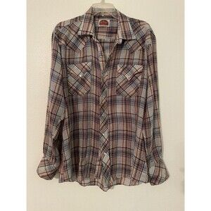 Miller Western Wear Shirt Adult XL Plaid Pearl Snap Thin Material Vintage Worn